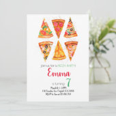 Pizza Birthday Invitation, Pizza Invitation Kaart (Staand voorkant)