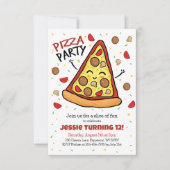 Pizza Birthday Invitation, Pizza Party Invitation Kaart (Voorkant)