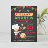 Pizza Birthday Party Invitation Kaart (Staand voorkant)