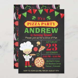 Pizza Birthday Party Invitation Kaart