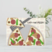 Pizza Birthday Party Invitation Kaart (Staand voorkant)