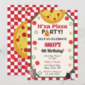 Pizza Birthday Party Invitation Kaart (Voorkant / Achterkant)