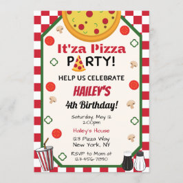 Pizza Birthday Party Invitation Kaart