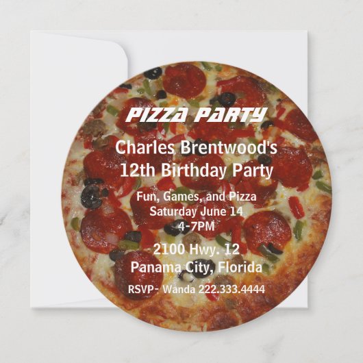 Pizza Birthday Party Invitation Kaart (Voorkant)