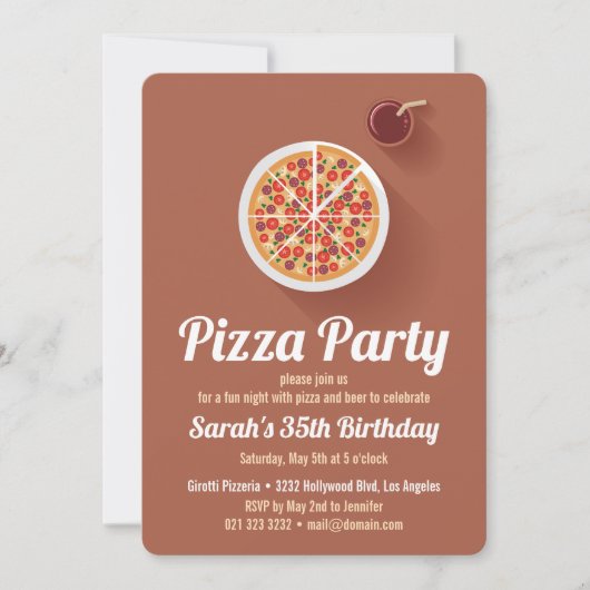 Pizza Birthday Party Invitation Kaart (Voorkant)