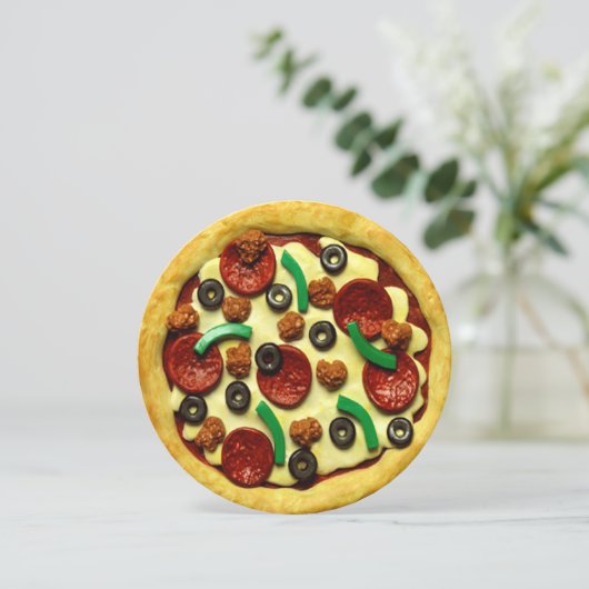 Pizza Birthday Party Invitation Kaart (Staand voorkant)