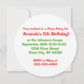 Pizza Birthday Party Invitation Kaart (Achterkant)