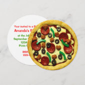 Pizza Birthday Party Invitation Kaart (Voorkant / Achterkant)