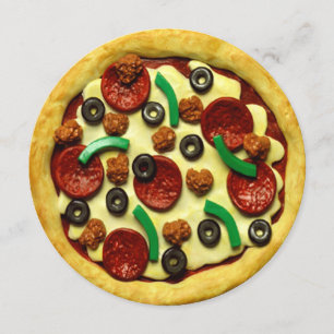 Pizza Birthday Party Invitation Kaart