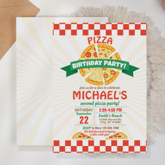Pizza Birthday Party Invitation Kaart