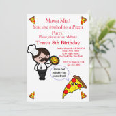 Pizza Birthday Party Invitation Kaart (Staand voorkant)