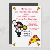 Pizza Birthday Party Invitation Kaart (Voorkant / Achterkant)