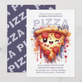 Pizza Birthday Party Invitation Kaart (Voorkant / Achterkant)