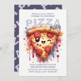 Pizza Birthday Party Invitation Kaart