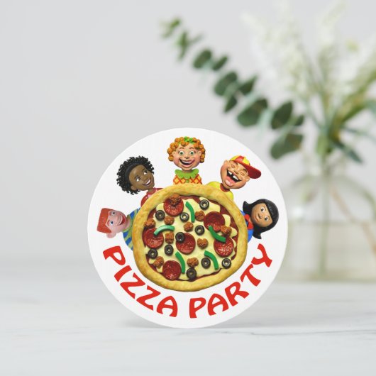 Pizza Birthday Party Invitation Kaart (Staand voorkant)
