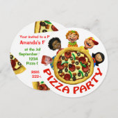 Pizza Birthday Party Invitation Kaart (Voorkant / Achterkant)