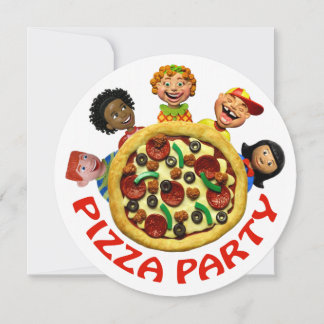 Pizza Birthday Party Invitation Kaart