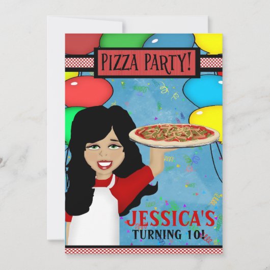Pizza Birthday Party Kaart (Voorkant)