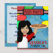 Pizza Birthday Party Kaart (Voorkant / Achterkant)