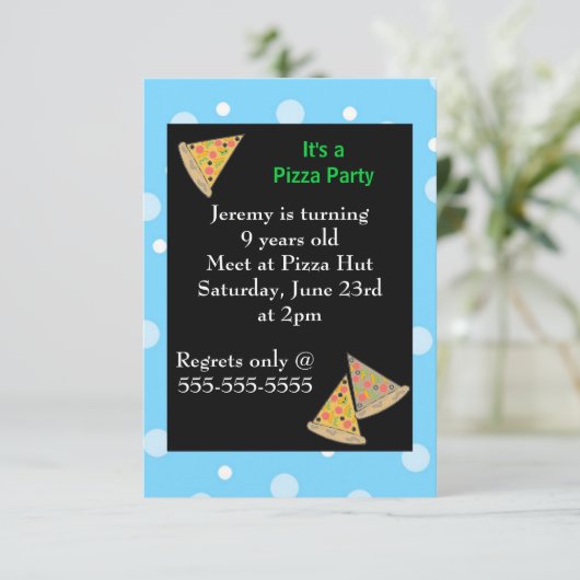 Pizza Birthday Party Kaart (Staand voorkant)