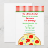 Pizza Birthday Party Kaart (Voorkant / Achterkant)