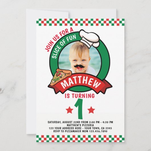 Pizza Birthday Party Kaart (Voorkant)