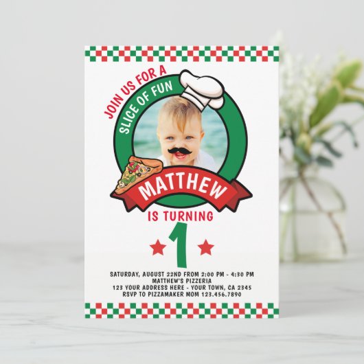 Pizza Birthday Party Kaart (Staand voorkant)