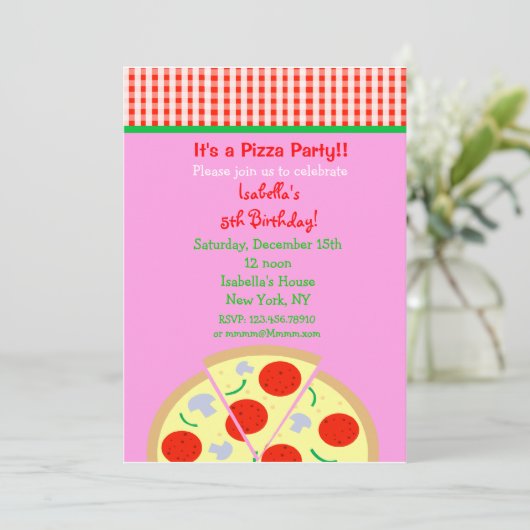 Pizza Birthday Party Kaart (Staand voorkant)