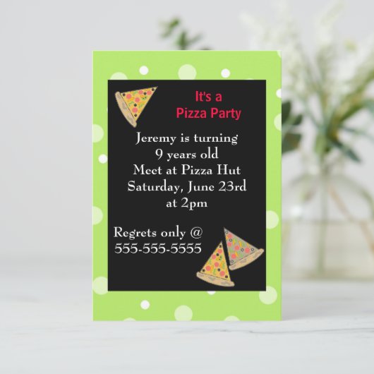 Pizza Birthday Party Kaart (Staand voorkant)