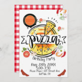 Pizza Birthday Party Kaart (Voorkant / Achterkant)