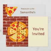 Pizza Birthday Party Kaart (Voorkant / Achterkant)
