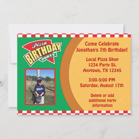 Pizza Birthday Party nodigt uit tot foto Kaart (Voorkant)
