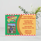 Pizza Birthday Party nodigt uit tot foto Kaart (Staand voorkant)