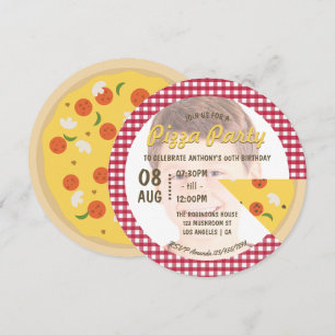 Pizza Birthday Party voegt foto-uitnodiging toe Kaart