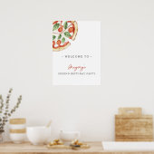 Pizza Birthday Party Welcome Poster (Keuken)