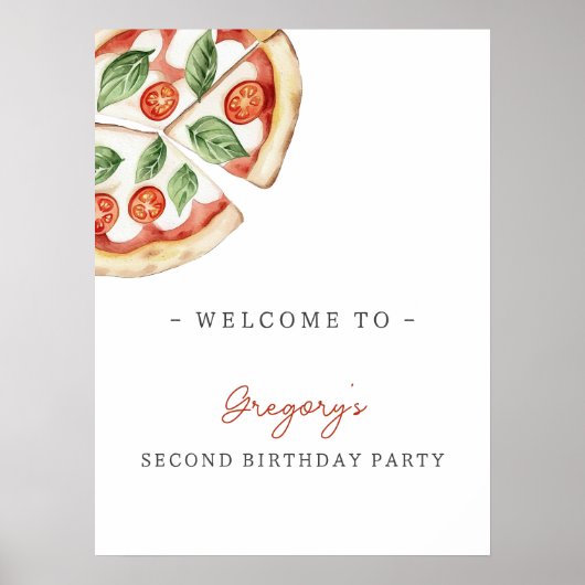 Pizza Birthday Party Welcome Poster (Voorkant)