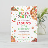 Pizza Birthday Uitnodiging (Staand voorkant)