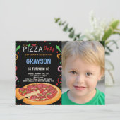 Pizza Birthday-uitnodigingen met foto Kaart (Staand voorkant)
