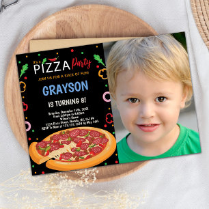 Pizza Birthday-uitnodigingen met foto Kaart