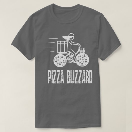 Pizza Blizzard Fiets Koerier Driver Service T-shirt (Design voorkant)