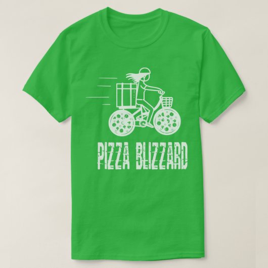 Pizza Blizzard Fiets Koerier Driver Service T-shirt (Design voorkant)