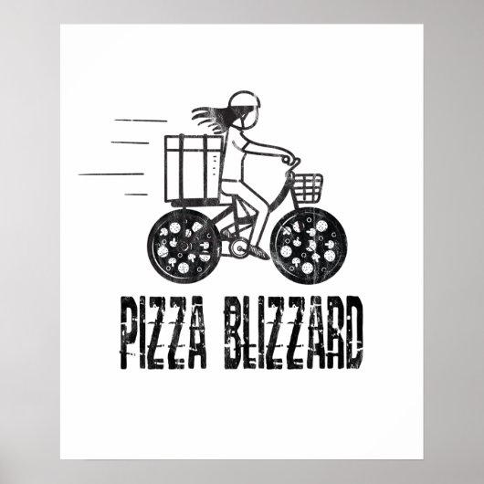 Pizza Blizzard Fietskoerier Chauffeur Poster (Voorkant)