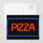 PIZZA Blue & Red Neon Sign Briefkaart (Voorkant / Achterkant)