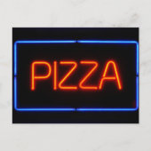 PIZZA Blue & Red Neon Sign Briefkaart (Voorkant)