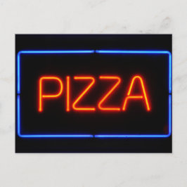 PIZZA Blue & Red Neon Sign Briefkaart