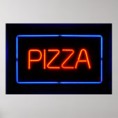 PIZZA Blue & Red Neon Sign Poster (Voorkant)