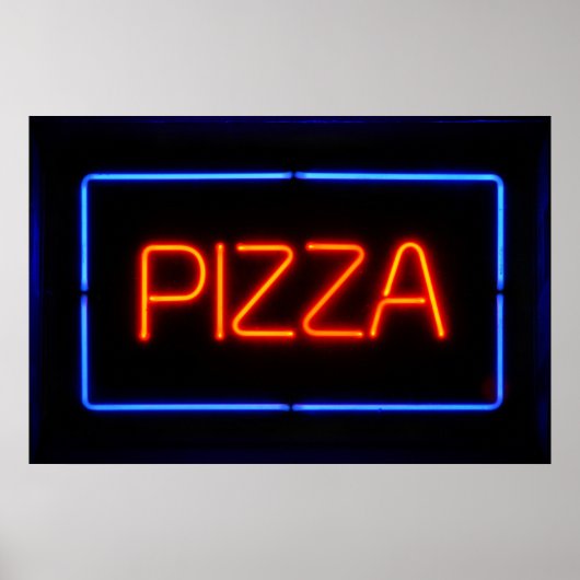 PIZZA Blue & Red Neon Sign Poster (Voorkant)