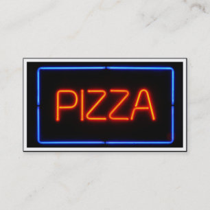 PIZZA Blue & Red Neon Sign Visitekaartje