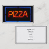PIZZA Blue & Red Neon Sign Visitekaartje (Voorkant / Achterkant)