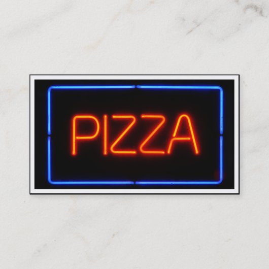 PIZZA Blue & Red Neon Sign Visitekaartje (Voorkant)